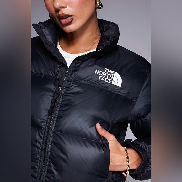 The North Face Nuptse Cropped Jacket In Black - Picture 4 of 8